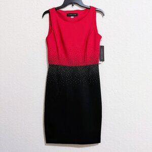 NEW Andrew Marc womens Beads/Sequins Black & Red Bodycon/Cocktail Dress Size 6